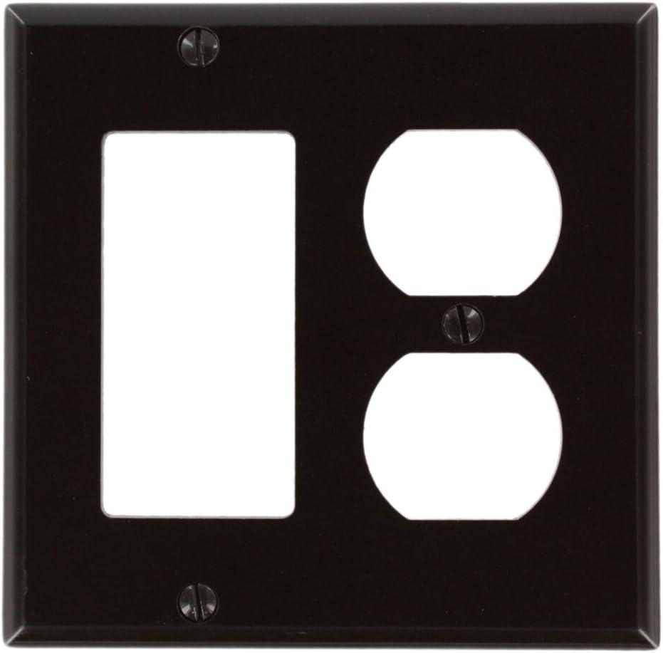 Brown Thermoset Plastic 2-Gang Combination Wallplate