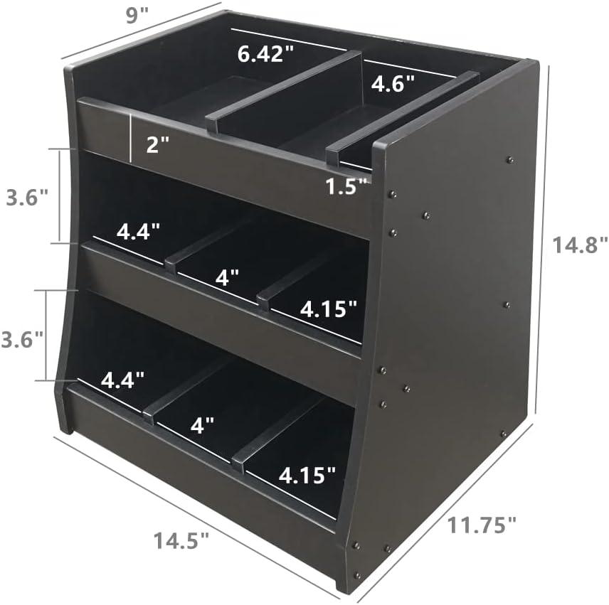 Black MDF 3-Shelf Adjustable Condiment Organizer