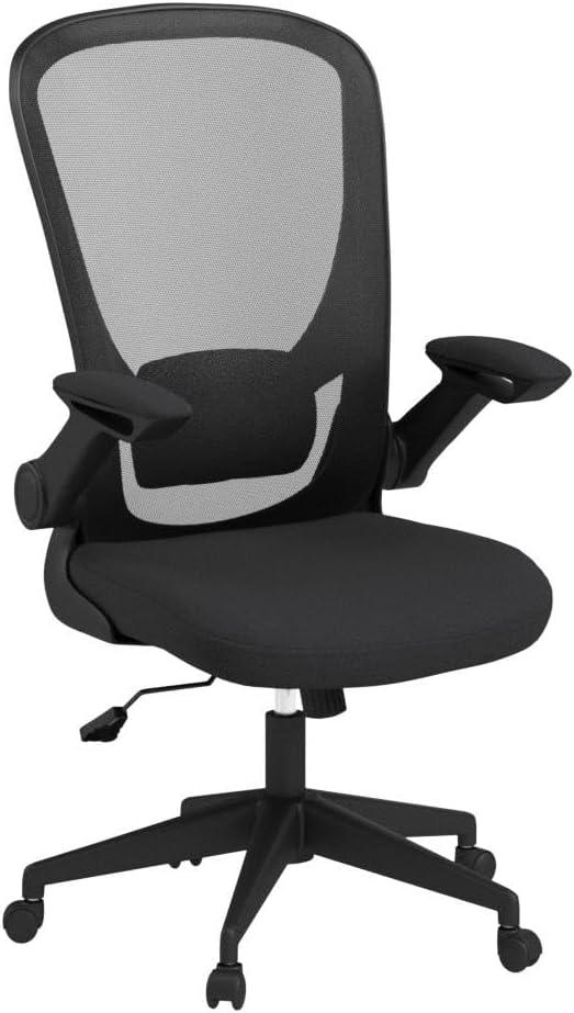 Office Chair Desk Computer Chair with Lumbar Support Flip-up Arms Swivel Rolling Executive Task Mesh Adjustable Ergonomic for Adults(White)