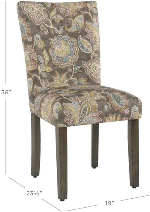 HomePop Parsons Classic Upholstered Accent Dining Chair, Set of 2, Multicolor Gray Floral