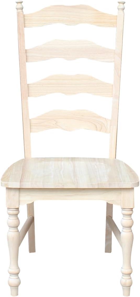 International Concepts Set of 2 Maine Ladderback Chair Unfinished : Hardwood Frame, Armless Design, 225 lb Capacity