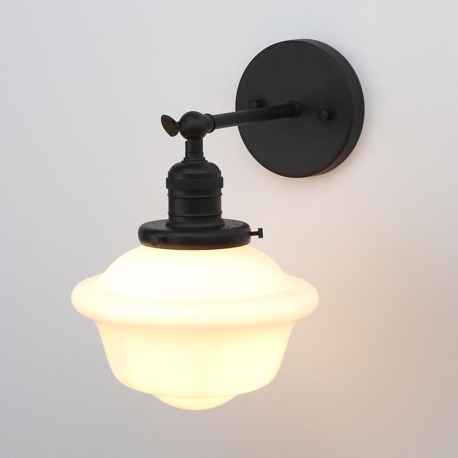 Wall Sconce Lamp With Milk White Glass Shade