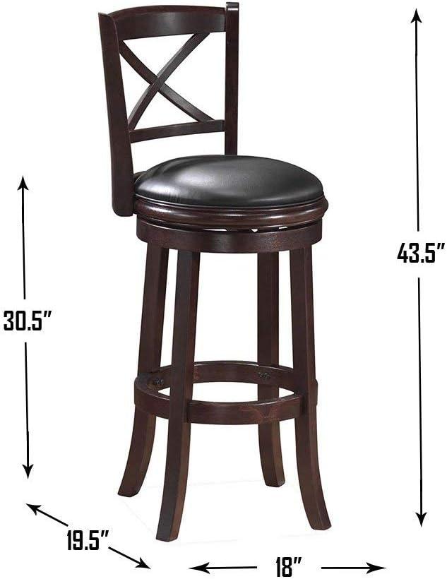 24" Georgia Swivel Hardwood Counter Height Barstool Cappuccino - Boraam: Upholstered, X-Back, 360-Degree
