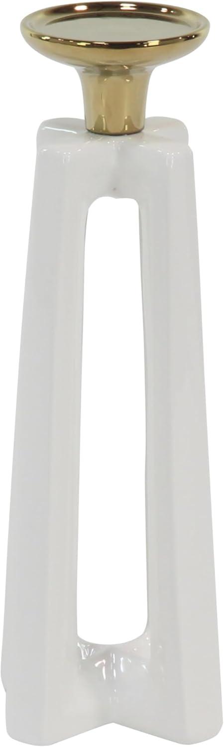 CosmoLiving by Cosmopolitan 2 Candle White Ceramic Candle Holder, Set of 2