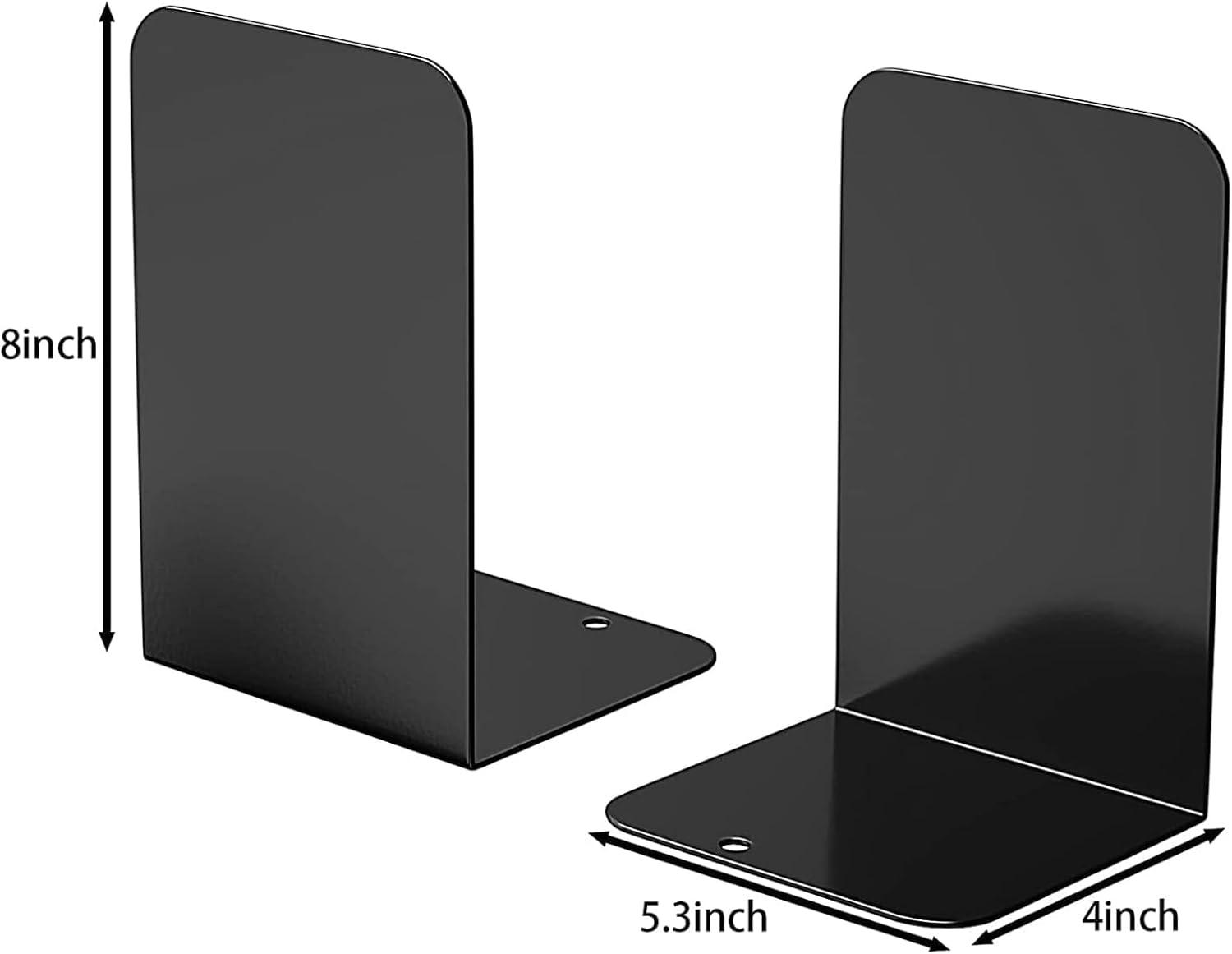 VFINE Bookends 1 Pair, Bookends for Shelves, Metal Black Book Ends for Shelves, Book Ends for Heavy Books, Book Shelf Holder for Home Office