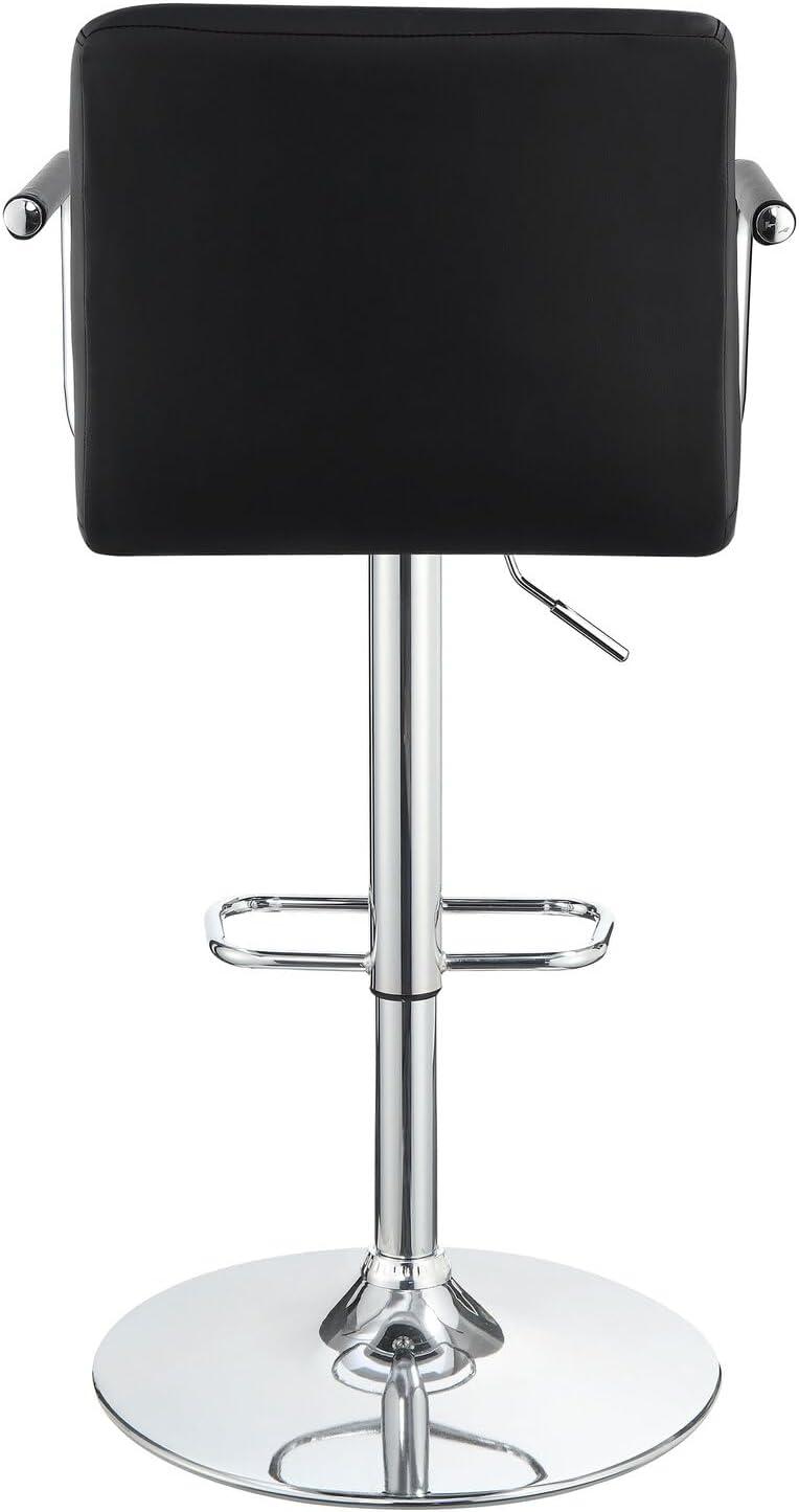 Coaster Modern Faux Leather Adjustable Height Bar Stool in Black