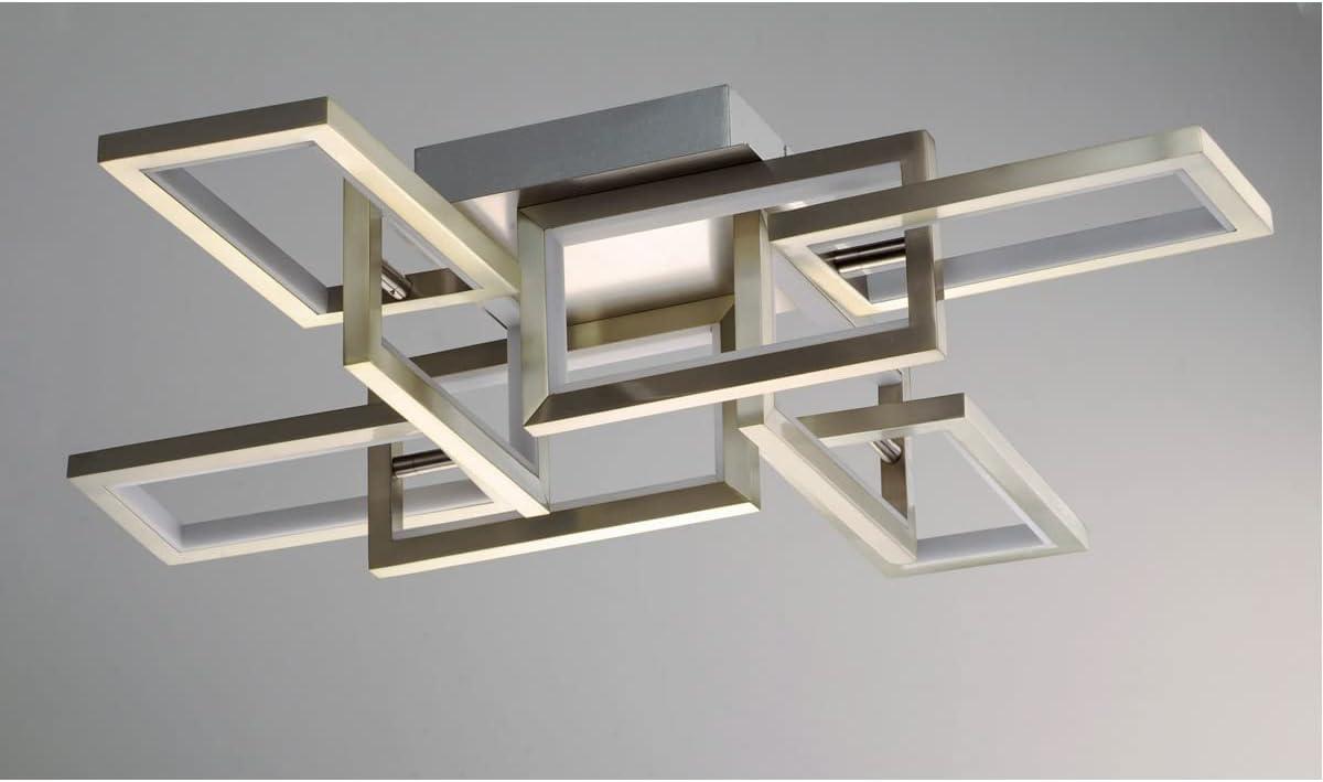 Satin Nickel 8-Light LED Adjustable Flush Mount Ceiling Fixture