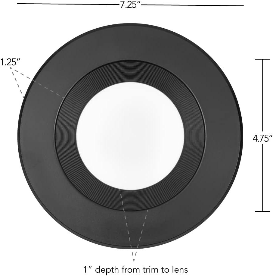 Maxxima 5" & 6" 5 CCT Retrofit LED Downlight - 1100 Lumens, E-26 Quick Connect, Dimmable, Black Trim.