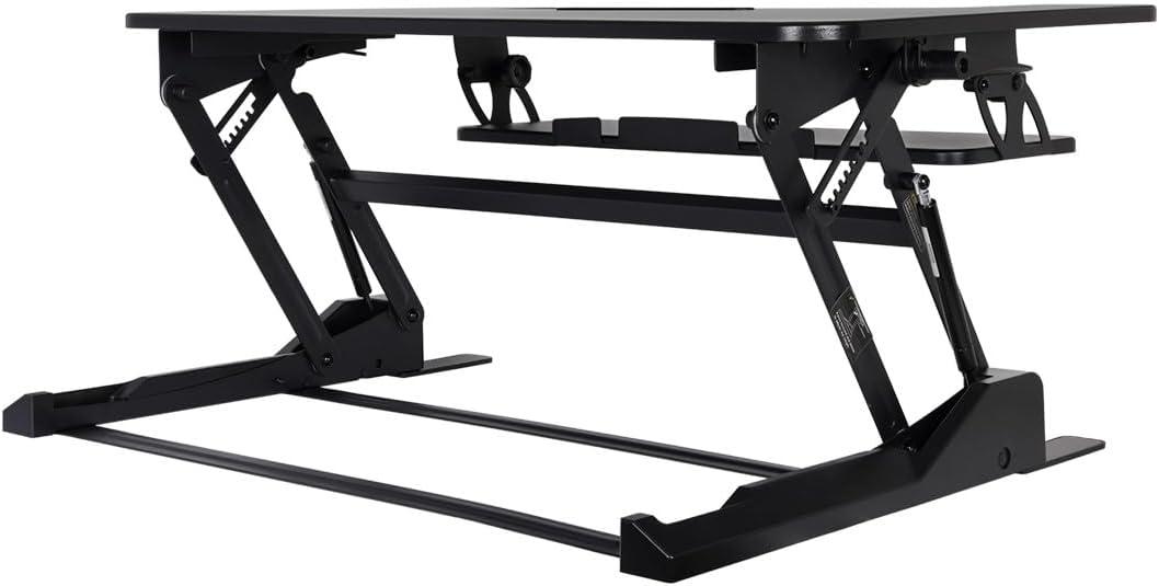 Monoprice Height Adjustable Gas-Spring Dual Handle Sit-Stand 36-Inch Workstation Desk Converter with Keyboard Tray