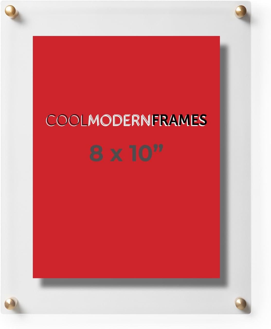 Cool Modern Frames GMS1215DG Double-Panel 12" x 15" Acrylic Floating Frame for 8" x 10" Art & Photo, Gold Wall Mounts