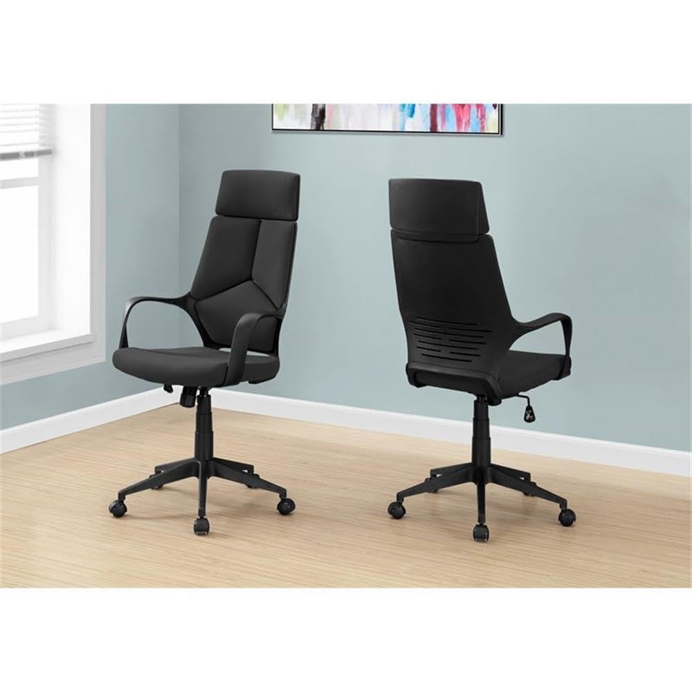 Monarch Specialties Office Chair Adjustable Height Swivel Ergonomic Armrests Computer Desk Work Metal Fabric White Grey Contemporary Modern