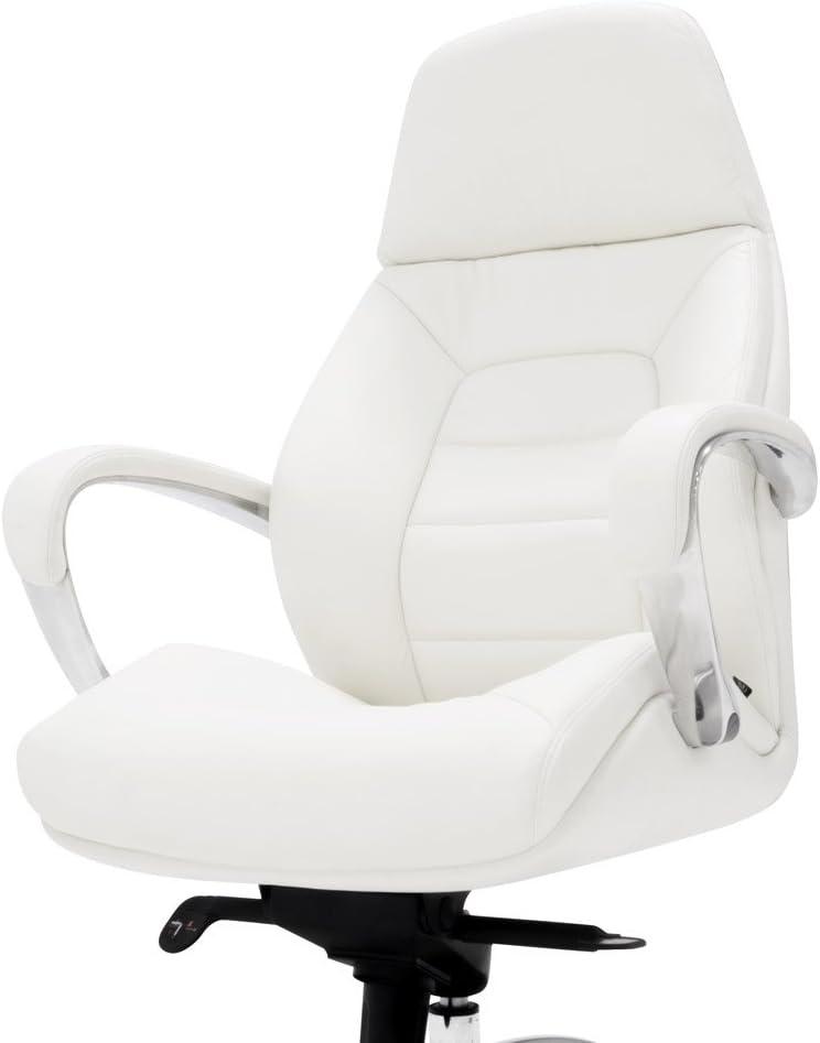 Zuri Furniture Gates Genuine Leather Aluminum Base High Back Executive Chair - White