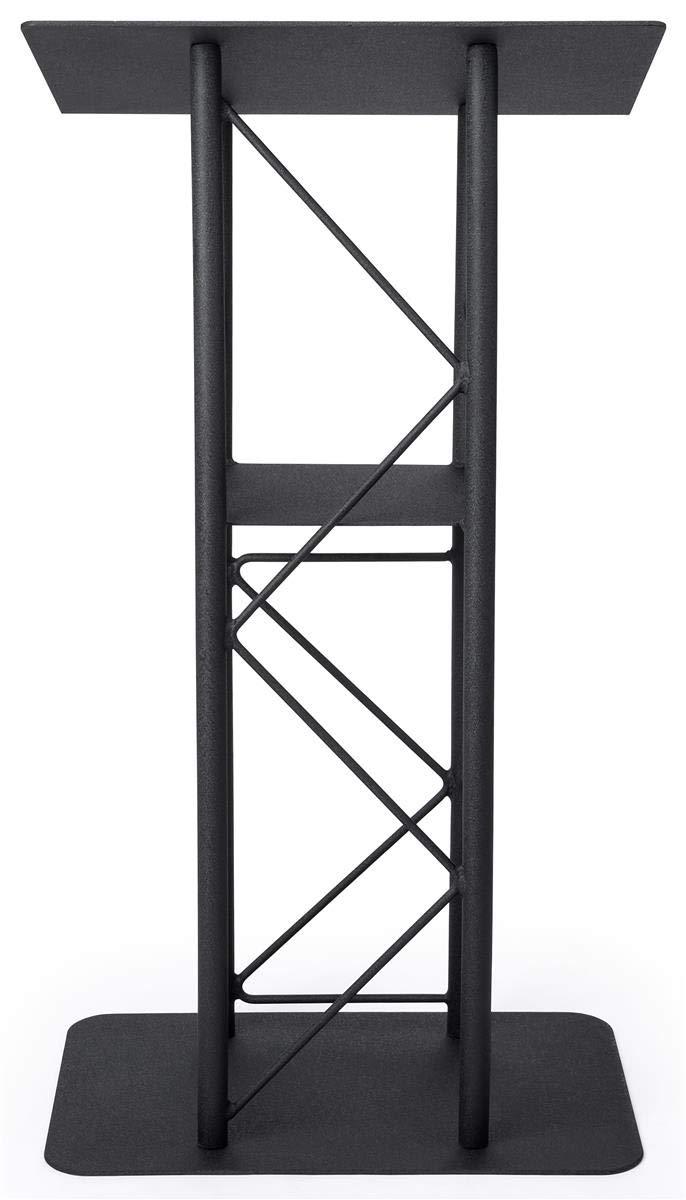 Displays2go Black Aluminum and Steel Truss Lectern with Curved Design (LCTTACBK)