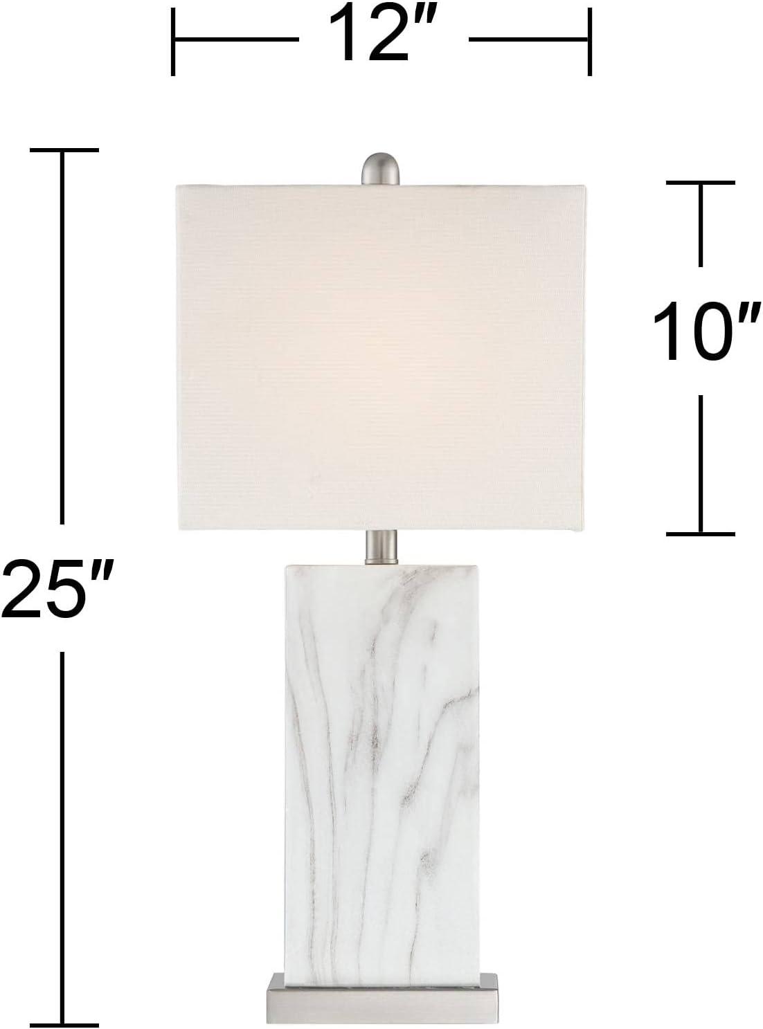 Connie 27'' White Faux Marble Modern Table Lamps with USB Ports, Set of 2