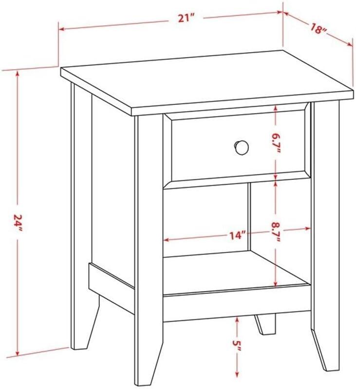 East West Furniture Gallatin 18" Wood Nightstand with 1 Drawer in Butter Cream