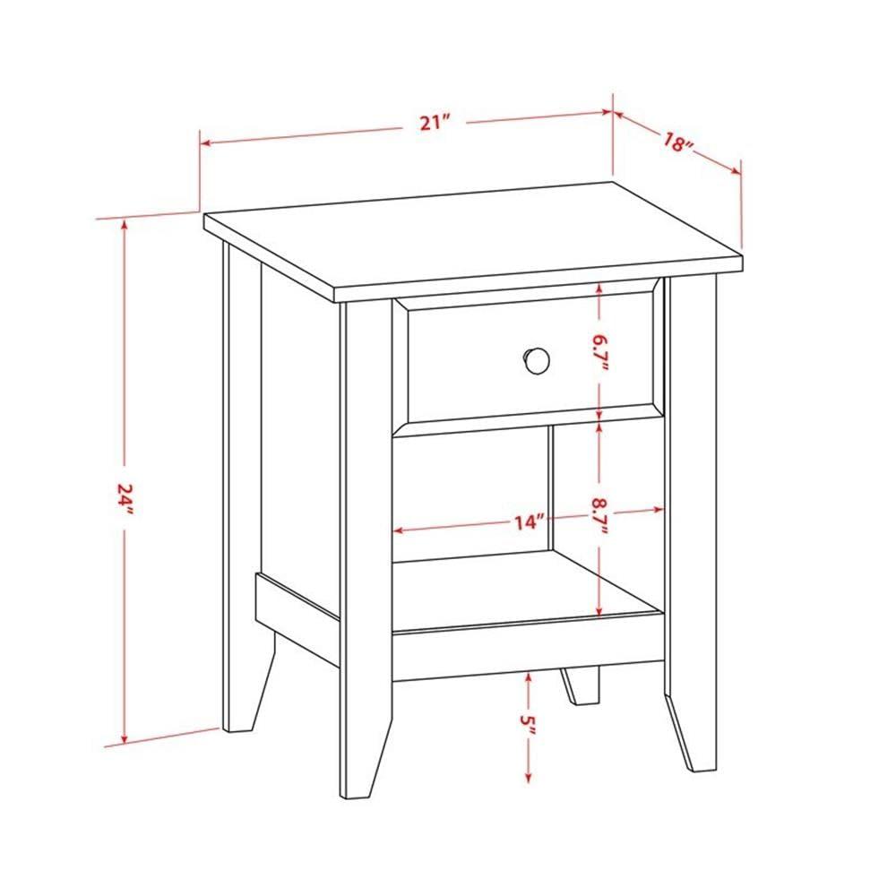 East West Furniture Gallatin 18" Wood Nightstand with 1 Drawer in Butter Cream