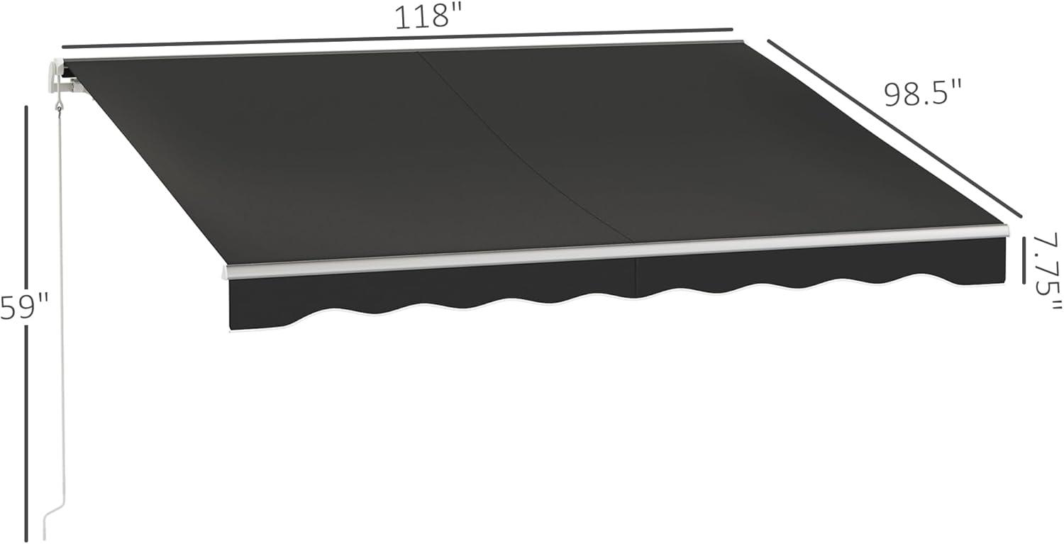 Outsunny 59'' Polyester Cream Cover Motorized Retractable Patio Awning