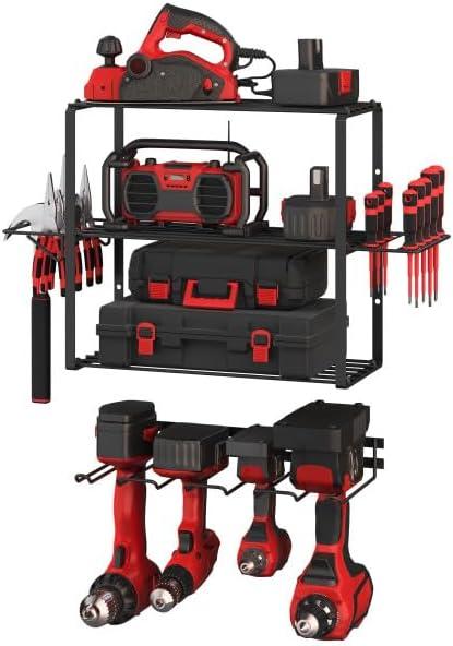 Stalwart 4-Tier Power Tool Organizer Shelving - Wall Mount Garage Storage System for Tools by Stalwart