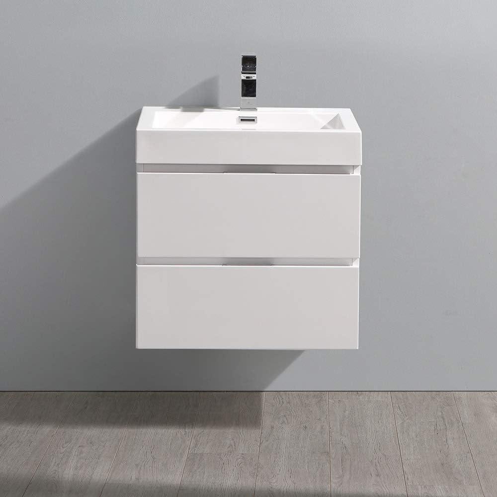 Fresca Valencia 24" Modern Wood and Resin Bathroom Vanity in Glossy White