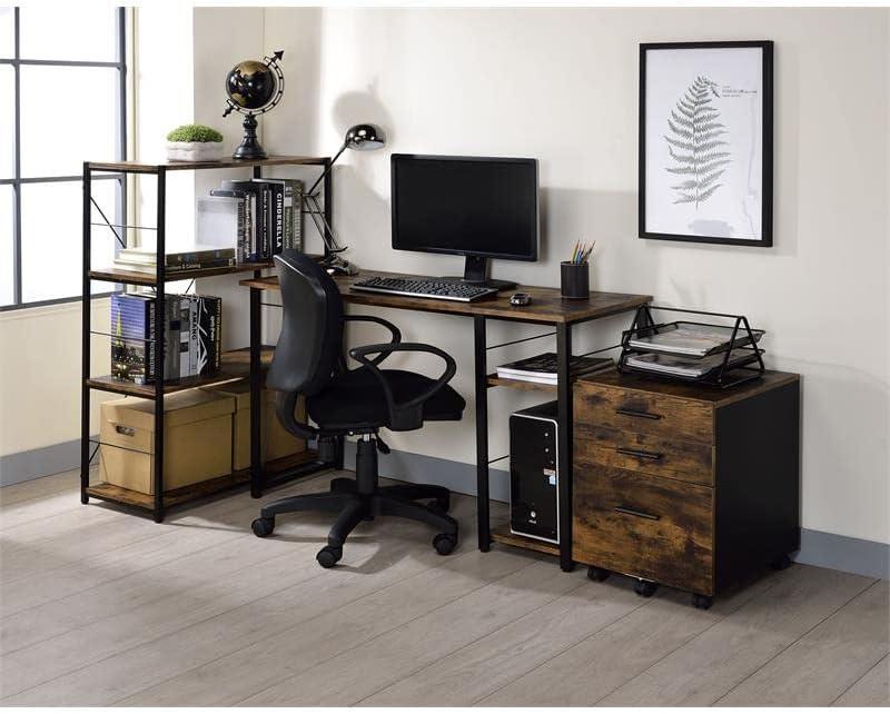 47 Inch Computer Desk with Open Shelves, Home Office Writing Desk with Large Tabletop Space and Metal Legs, Working Desk for Living Room Office, Oak