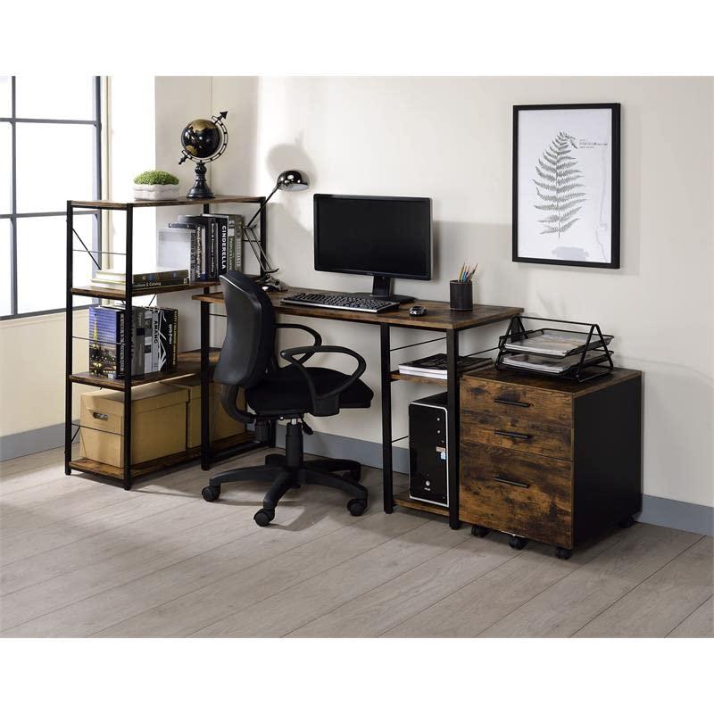 ACME Vadna Writing Desk in Weathered Oak and Black