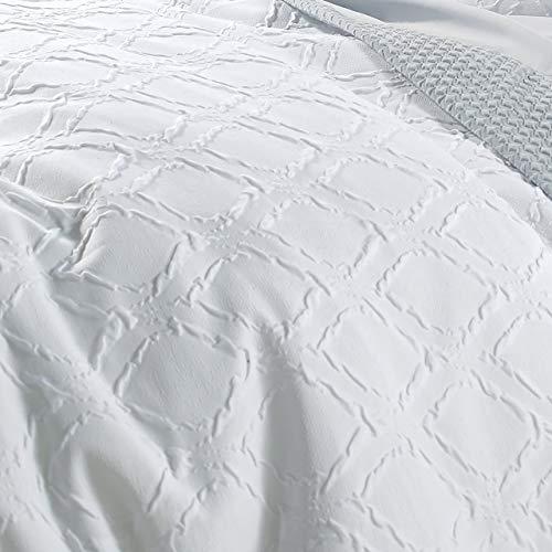 Elegant Ogee Microsculpt Twin Comforter Set in Organic White Microfiber