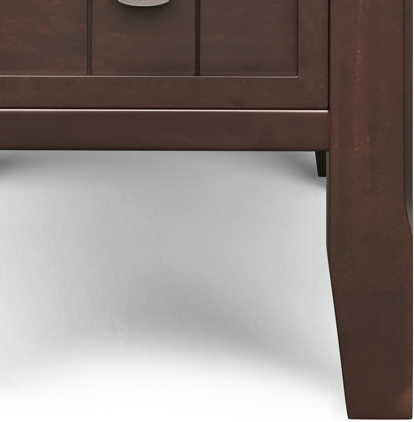 Simpli Home Acadian SOLID WOOD 14 inch Wide Narrow Side Table with Drawer in Brunette Brown