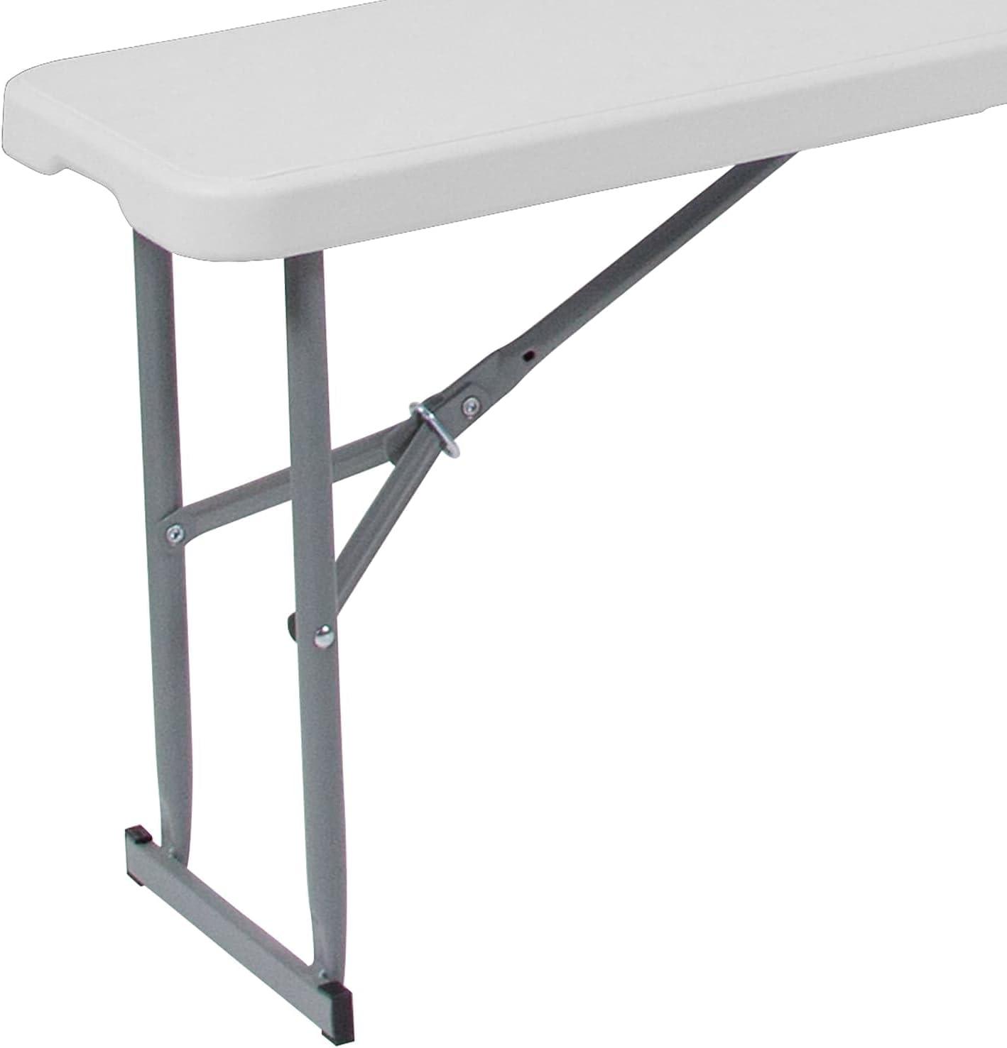 Flash Furniture 10.25''W x 71''L Bi-Fold Granite White Plastic Bench with Carrying Handle