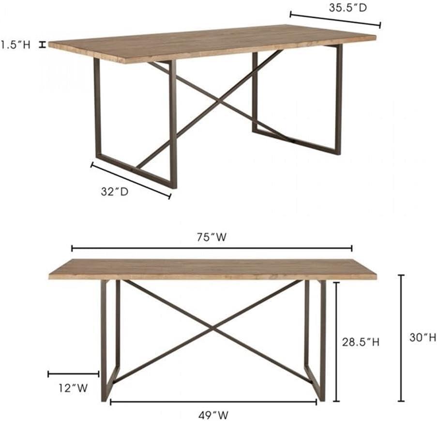Lopez 75" Solid Wood Dining Table
