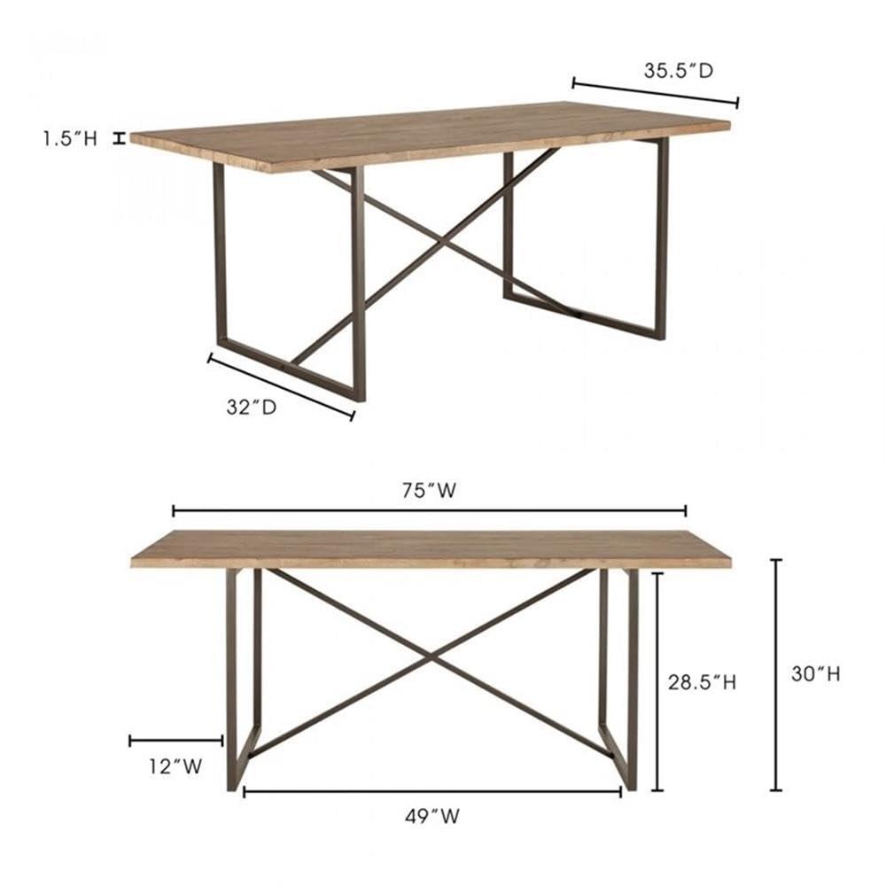 Lopez 75" Solid Wood Dining Table