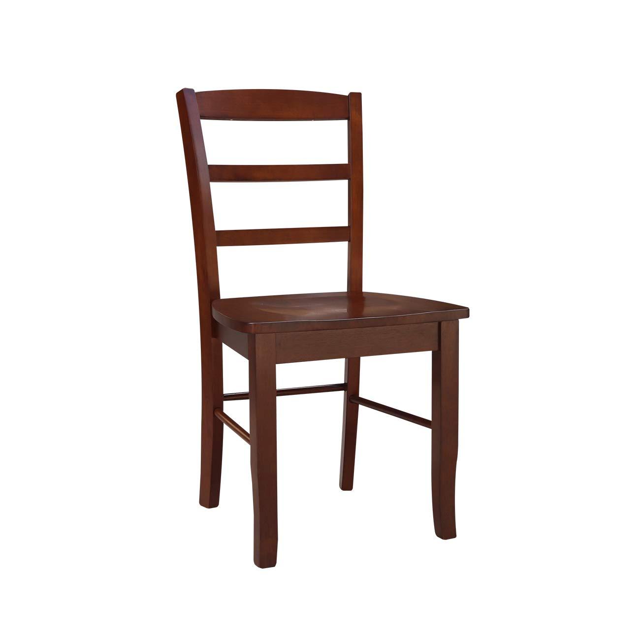 Set of 2 Madrid Ladderback Chairs Espresso - International Concepts: Rubberwood Frame, Mid-Century Modern Style