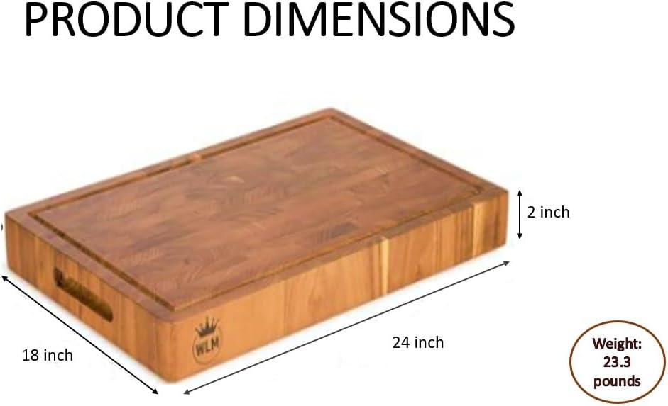 Extra Large Teak End Grain Cutting Board with Juice Groove