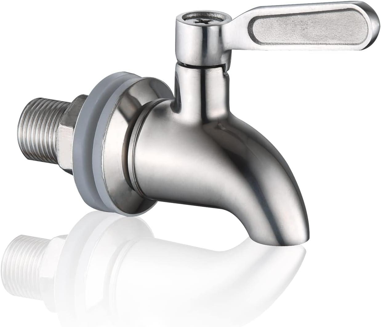 Polished Stainless Steel Beverage Dispenser Replacement Spigot Set