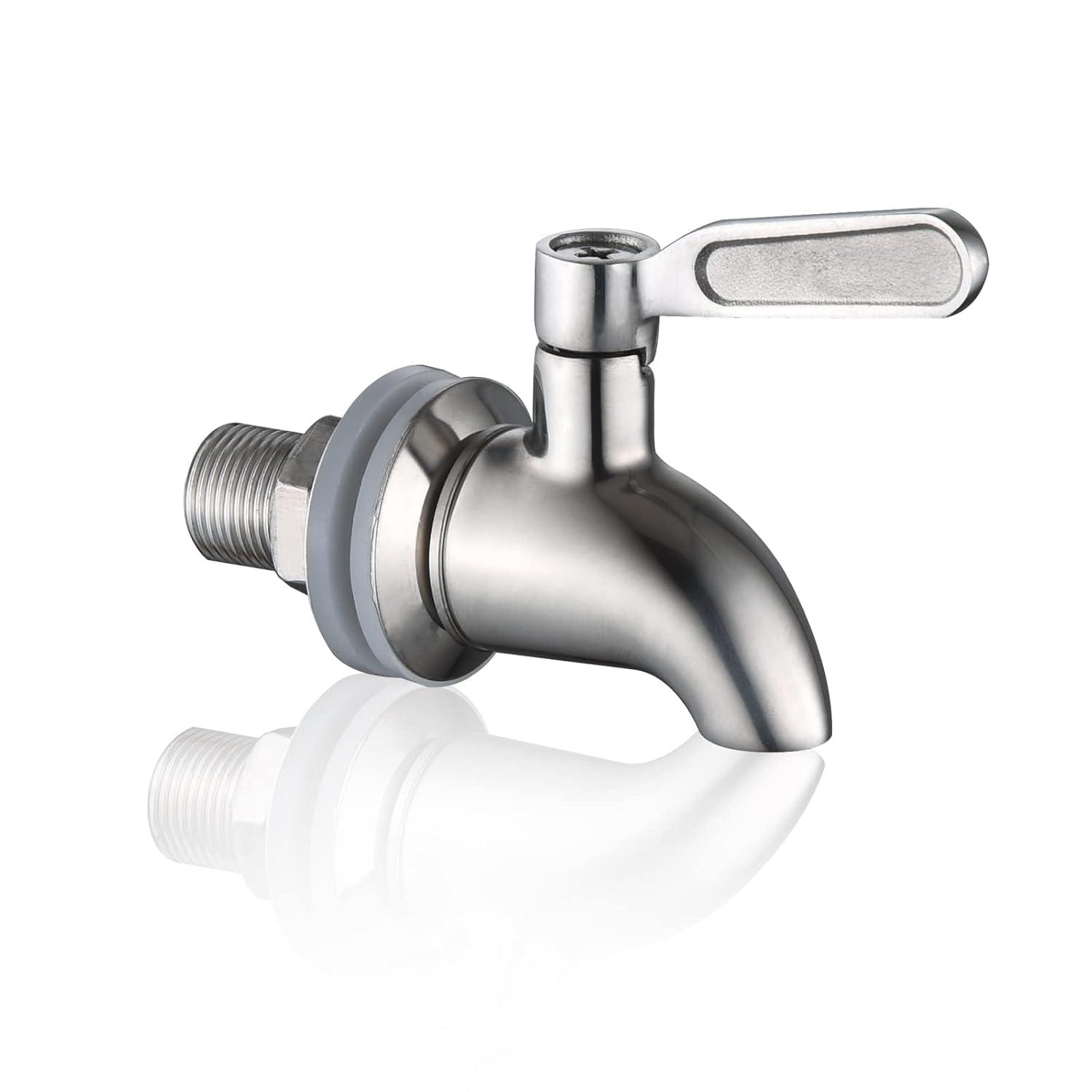 Polished Stainless Steel Beverage Dispenser Replacement Spigot Set