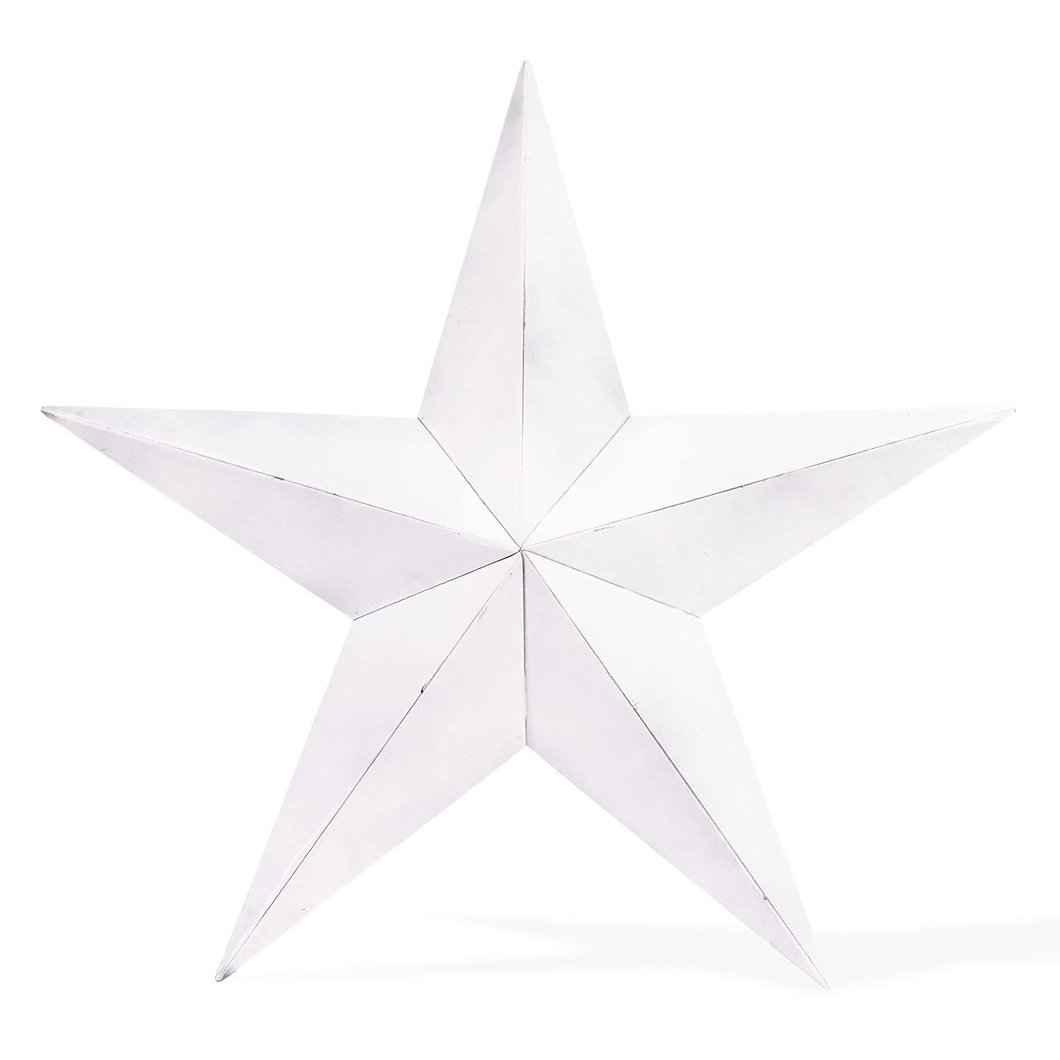The CWI Gifts Metal Barn Star - 24" Galvanized Hanging Star - Farmhouse Wall Decor - White - 1, 24.00" x 24.00"