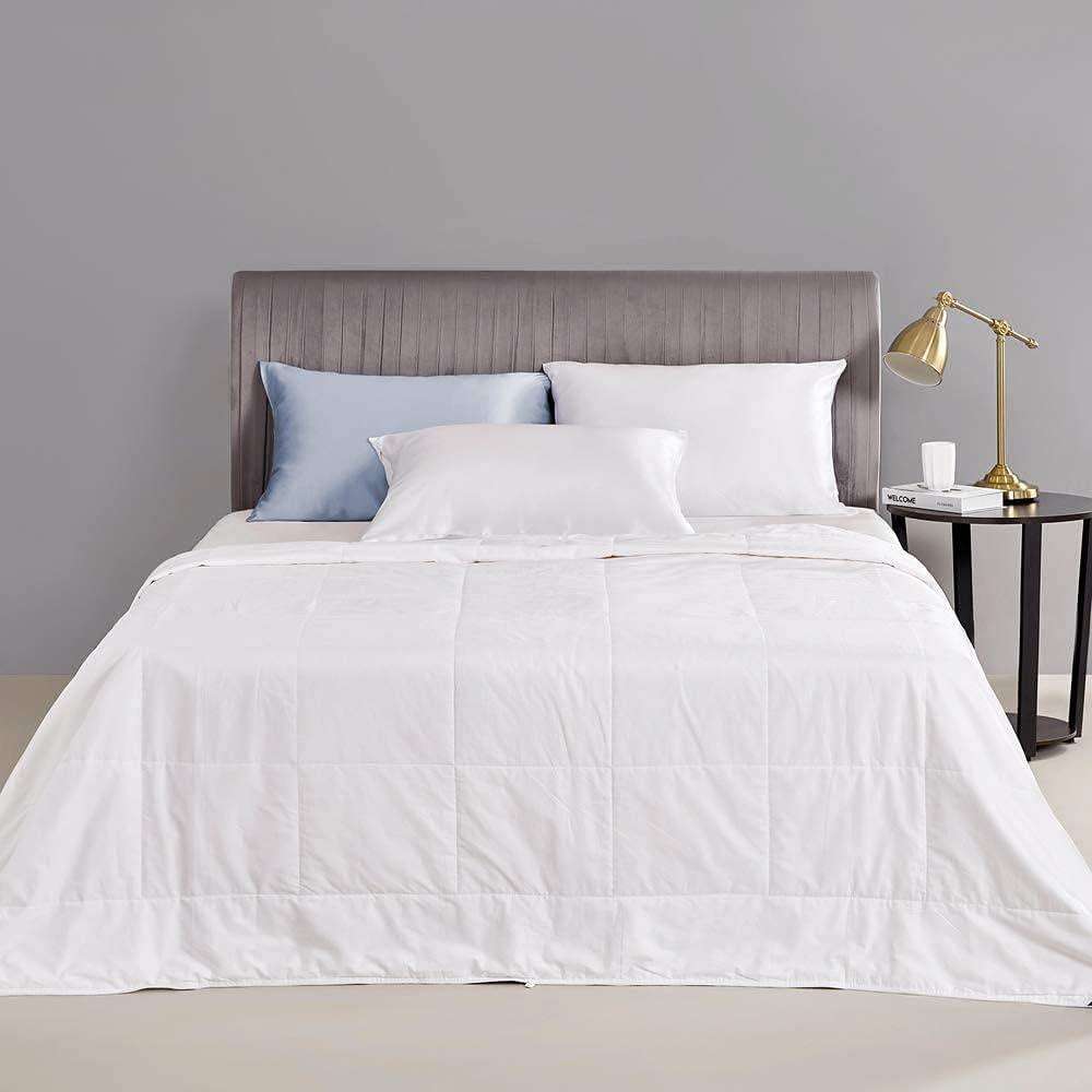 White Twin Size Silk Comforter with Cotton Shell