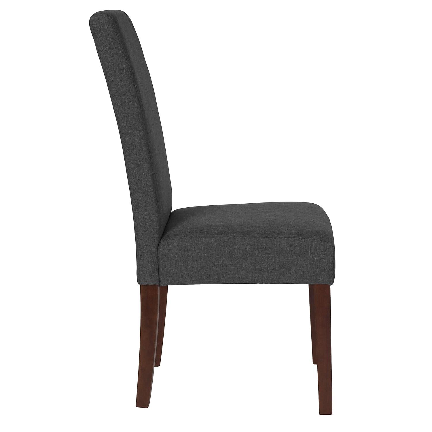 Flash Furniture Greenwich Series Gray Fabric Upholstered Panel Back Mid-Century Parsons Dining Chair