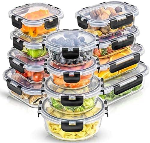 JoyJolt 24-Piece Glass Food Storage Container Set with Leakproof Lids
