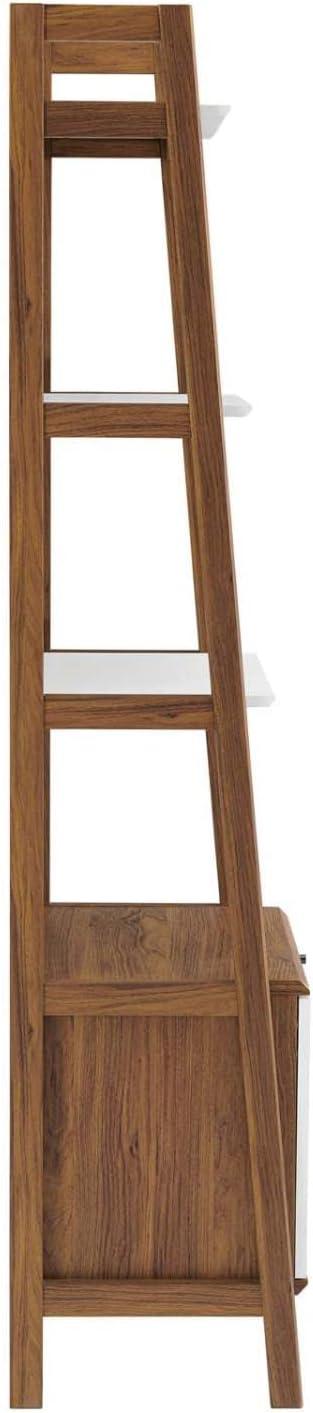 Bixby 71" Walnut and White Bookshelf with Storage