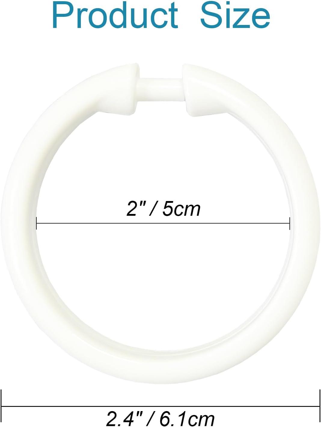 Evideco Solid Plastic Shower Curtain Hooks Rings (Set of 12)