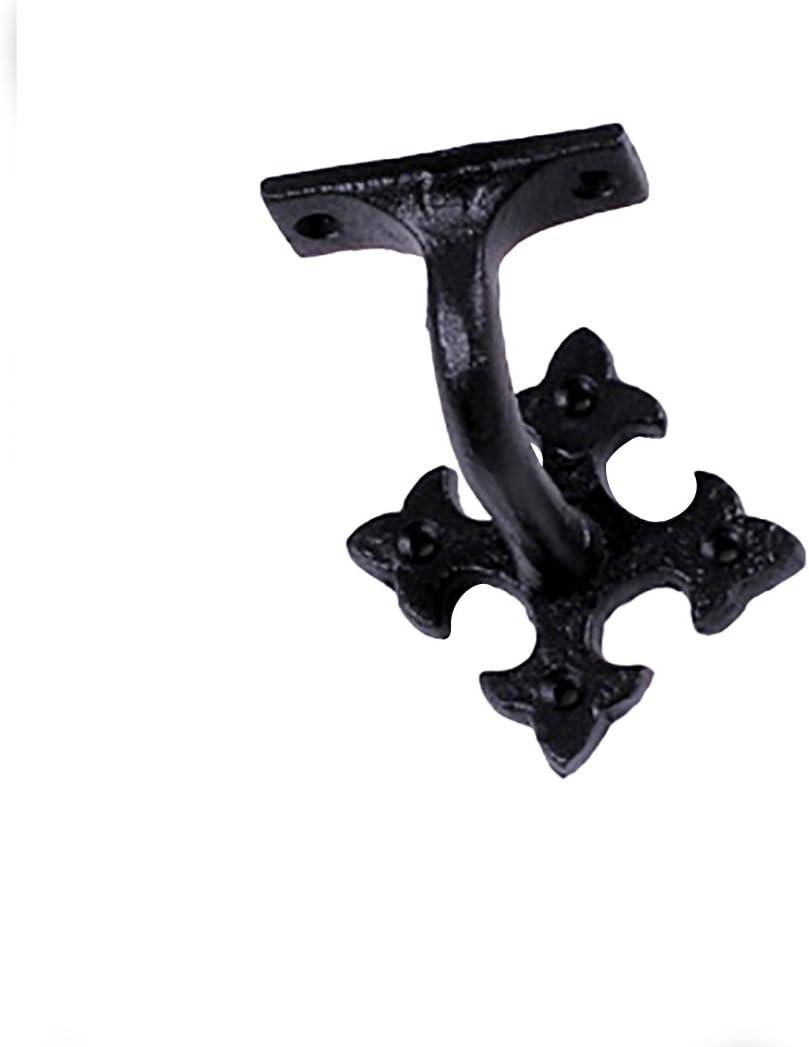 Black Cast Iron Antique Handrail Bracket with Fleur De Lis Design