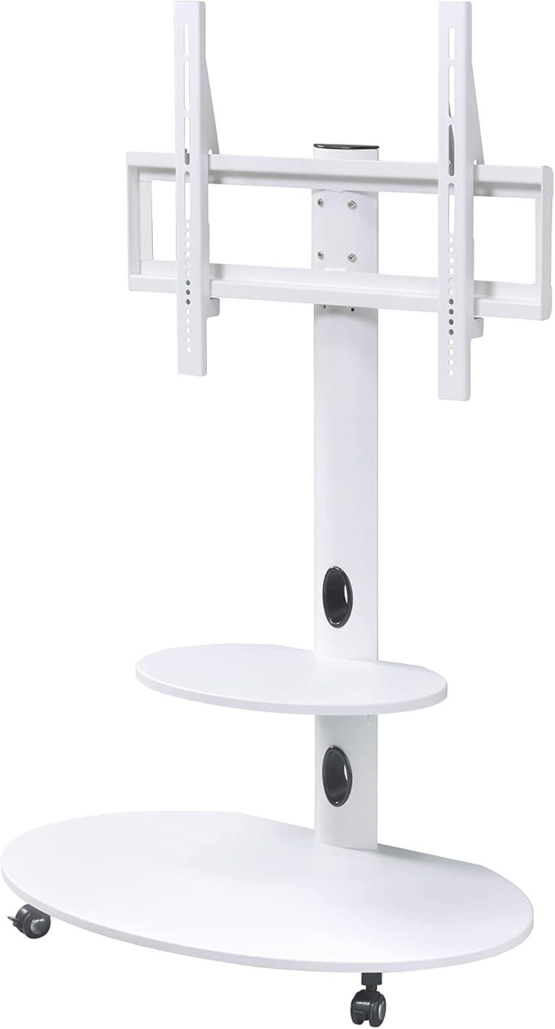 Venus White Adjustable Mobile TV Stand for up to 75" Screens