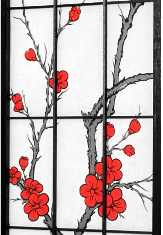 Oriental Furniture 6' Tall Blossom Shoji Screen 3 Panels Black: Japanese Style Privacy & Decor