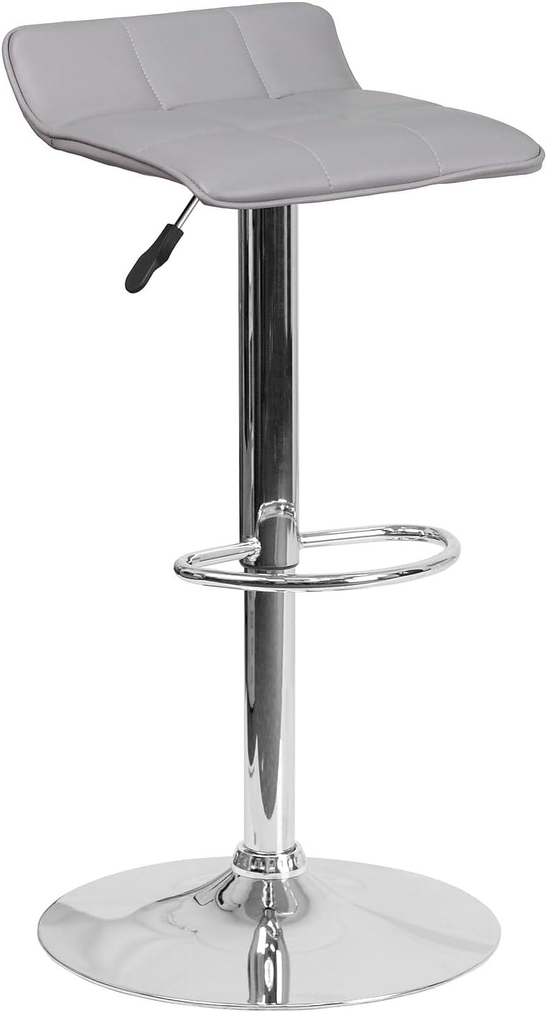 Flash Furniture Contemporary Black Vinyl Adjustable Height Barstool with Quilted Wave Seat and Chrome Base
