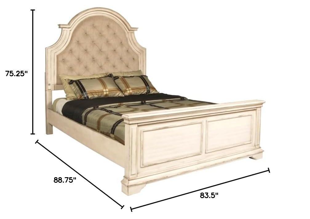 New Classic Furniture Anastasia Traditional Wood King Bed in Ant White