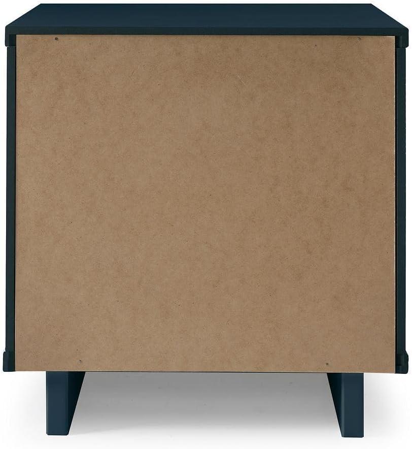 Manhattan Comfort Granville Modern 1 Drawer Nightstand Midnight Blue: Wood Frame, Storage Shelf, 30 Day Warranty