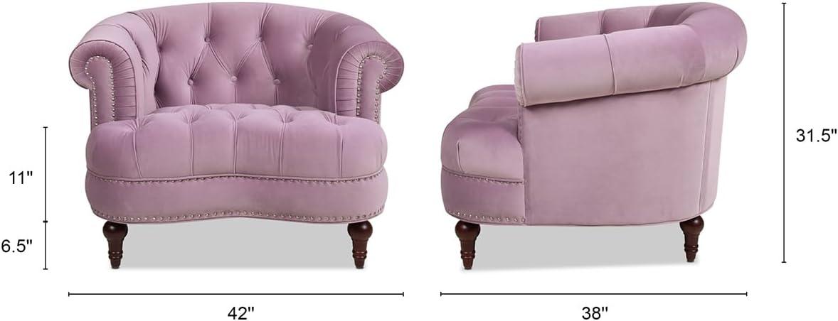 Jennifer Taylor Home La Rosa 42" Victorian Tufted Upholstered Living Room Accent Chair, Lavender