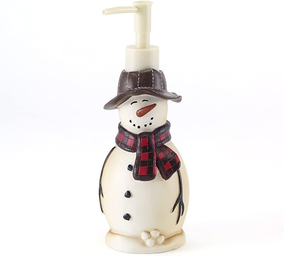 Festive Snowman Lotion Pump with Plaid Scarf