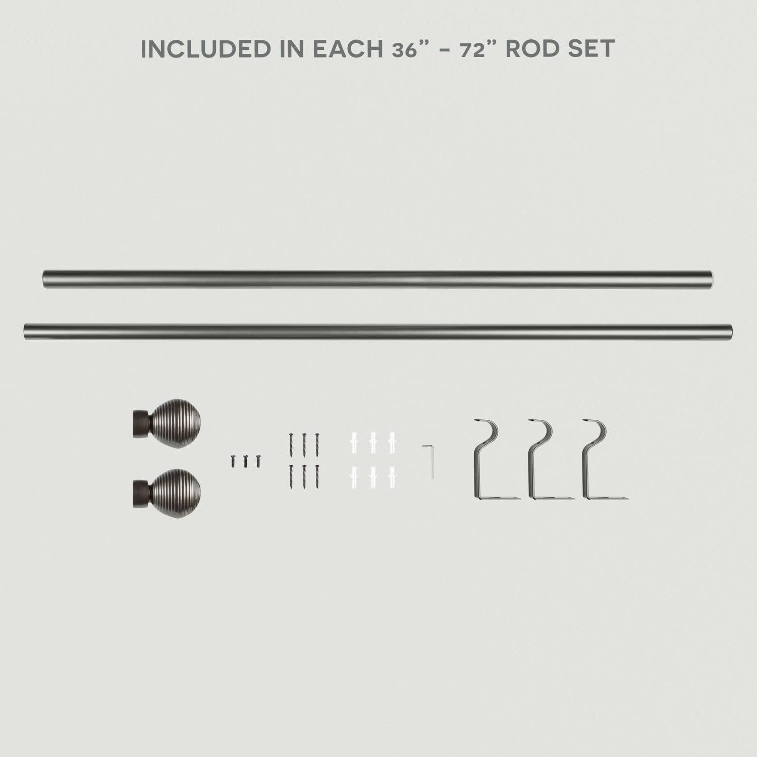 Exclusive Home 36"-72" Modern Layer Curtain Rod - Matte Bronze: Adjustable Iron, Single Rod, 25lb Capacity