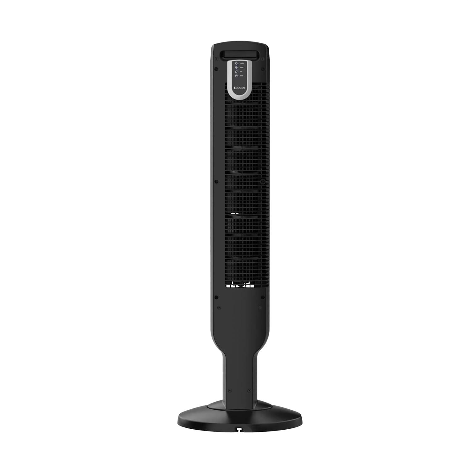 Lasko 36" 4-Speed Oscillating Remote Controlled Tower Fan with Timer, Black, T36511, New